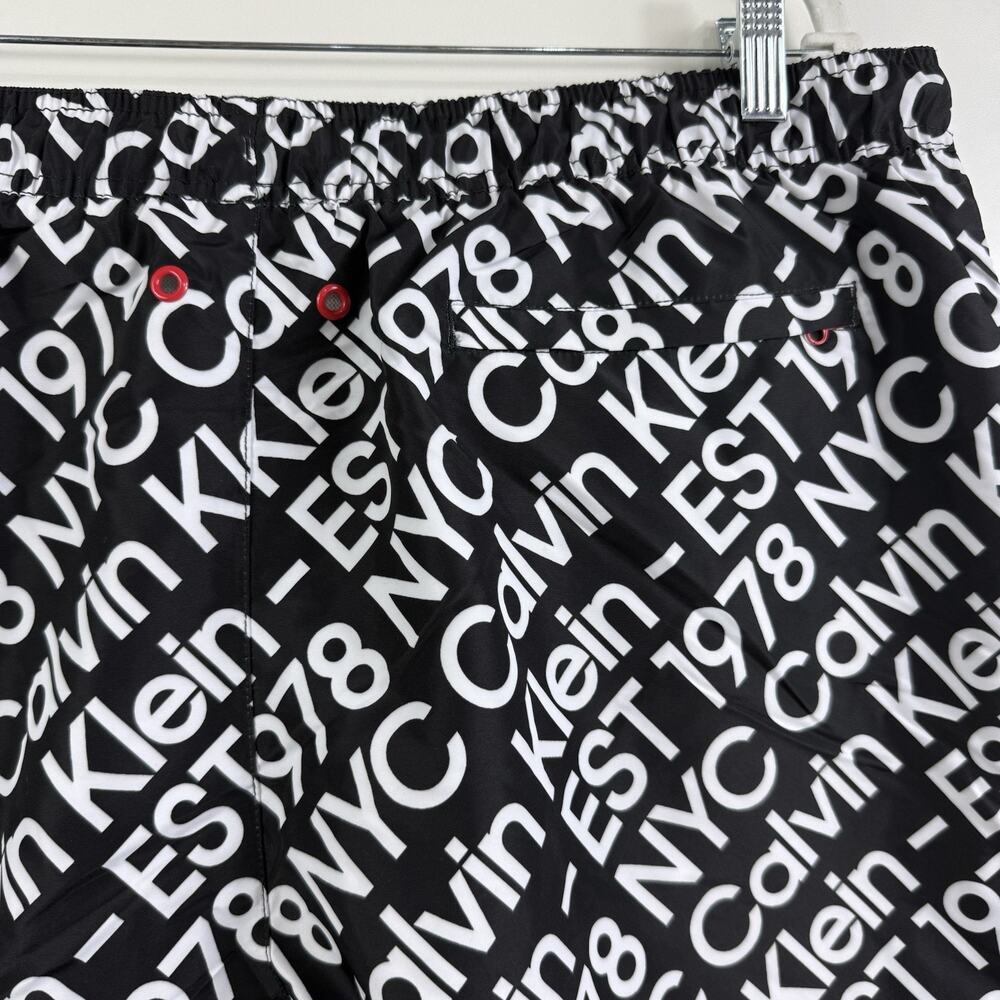 NWT Calvin Klein Swimwear Black White Logo Print Swim Trunks Mens XXL Beach - Picture 5 of 10